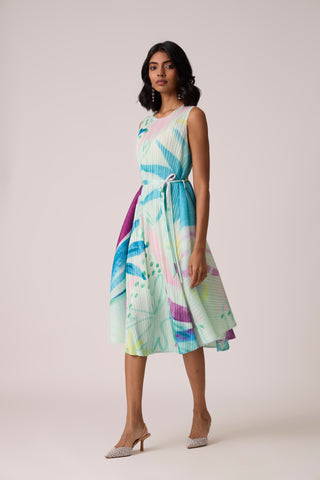 Aria Print Dress - Aqua