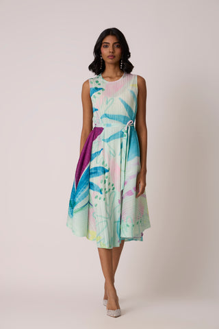 Aria Print Dress - Aqua