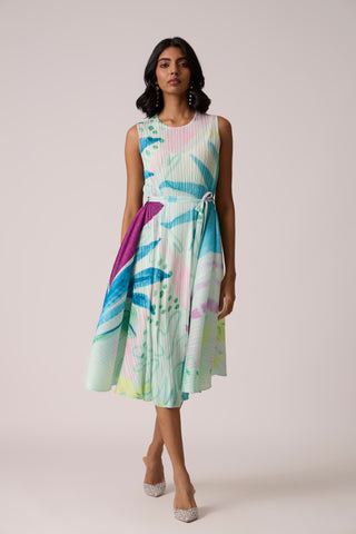 Aria Print Dress - Aqua