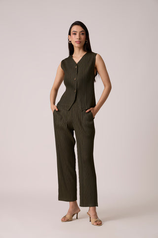 Aimee Vest Set - Army Green