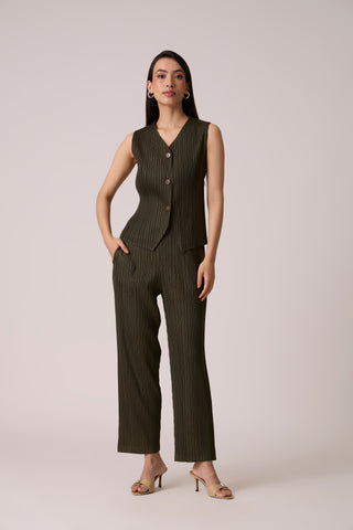 Aimee Vest Set - Army Green