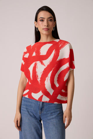 Liva Print Top - Red Orange