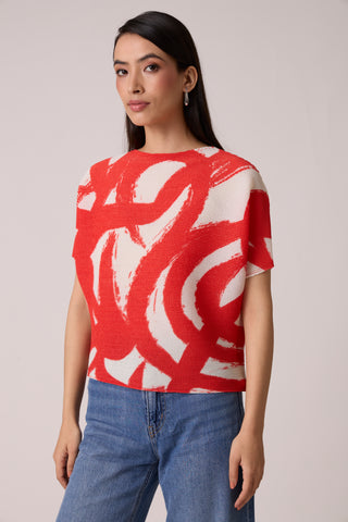 Liva Print Top - Red Orange