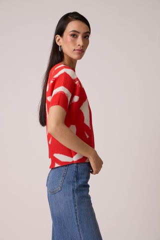 Liva Print Top - Red Orange