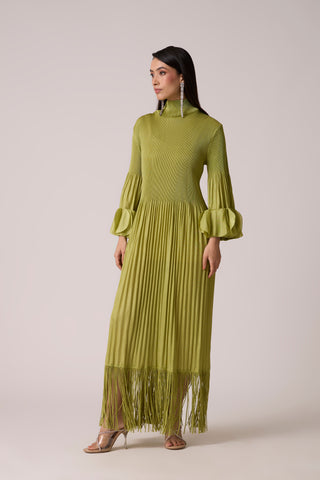 Ariane Fringe Maxi Dress - Pear Green