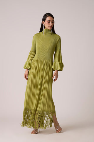 Ariane Fringe Maxi Dress - Pear Green