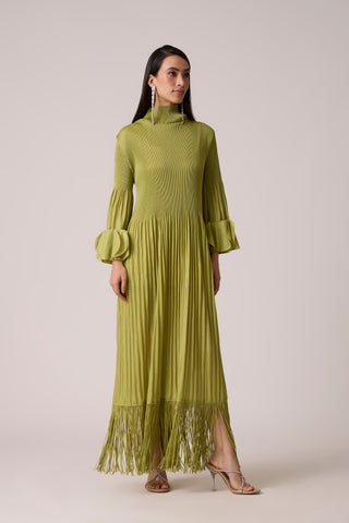 Ariane Fringe Maxi Dress - Pear Green