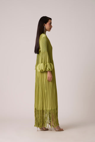 Ariane Fringe Maxi Dress - Pear Green