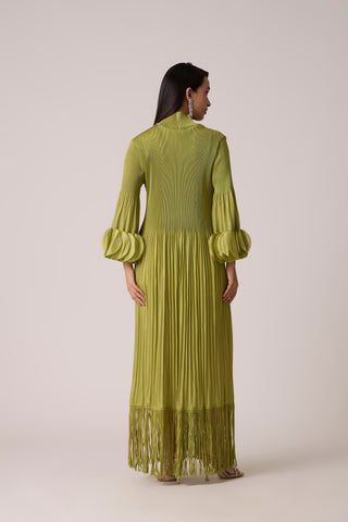 Ariane Fringe Maxi Dress - Pear Green