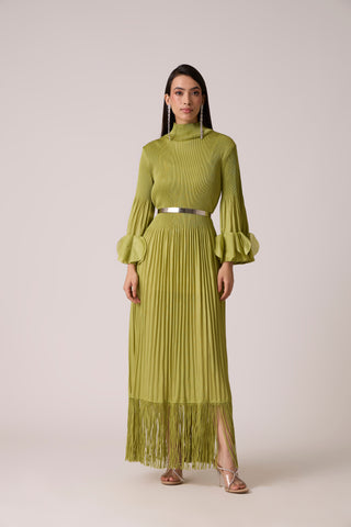 Ariane Fringe Maxi Dress - Pear Green