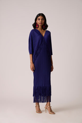 Blake Fringe Maxi Dress - Deep Blue