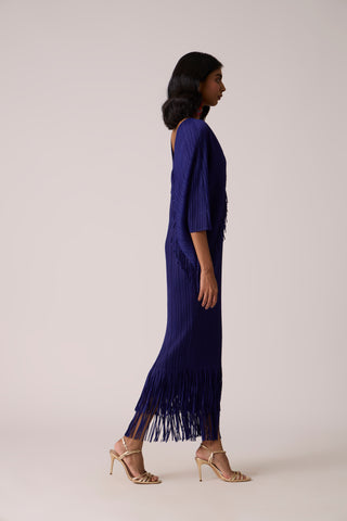 Blake Fringe Maxi Dress - Deep Blue