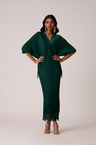 Blake Fringe Maxi Dress - Dark Green