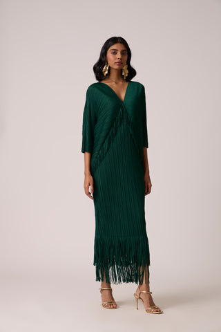 Blake Fringe Maxi Dress - Dark Green