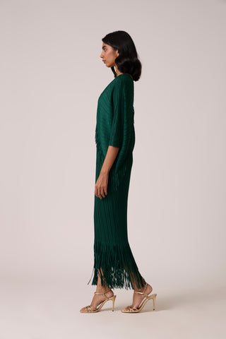 Blake Fringe Maxi Dress - Dark Green