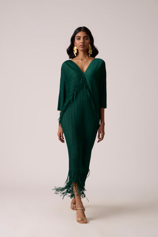 Blake Fringe Maxi Dress - Dark Green