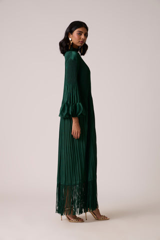 Ariane Fringe Maxi Dress - Dark Green