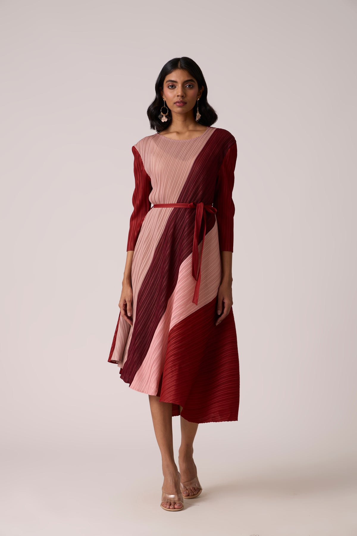 Evelyn Colourblock Dress - Maroon/Pink