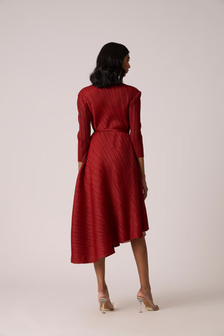 Evelyn Colourblock Dress - Maroon/Pink