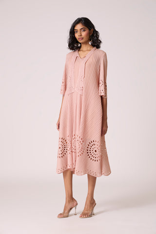 Leontine Cutwork Dress - Pale Pink