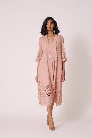 Leontine Cutwork Dress - Pale Pink