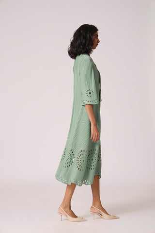 Leontine Cutwork Dress - Mint Green