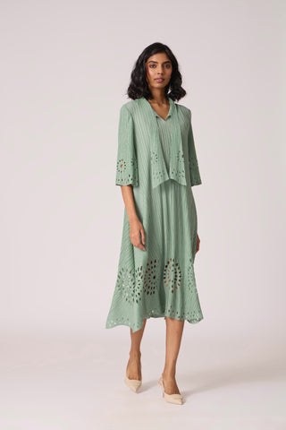 Leontine Cutwork Dress - Mint Green