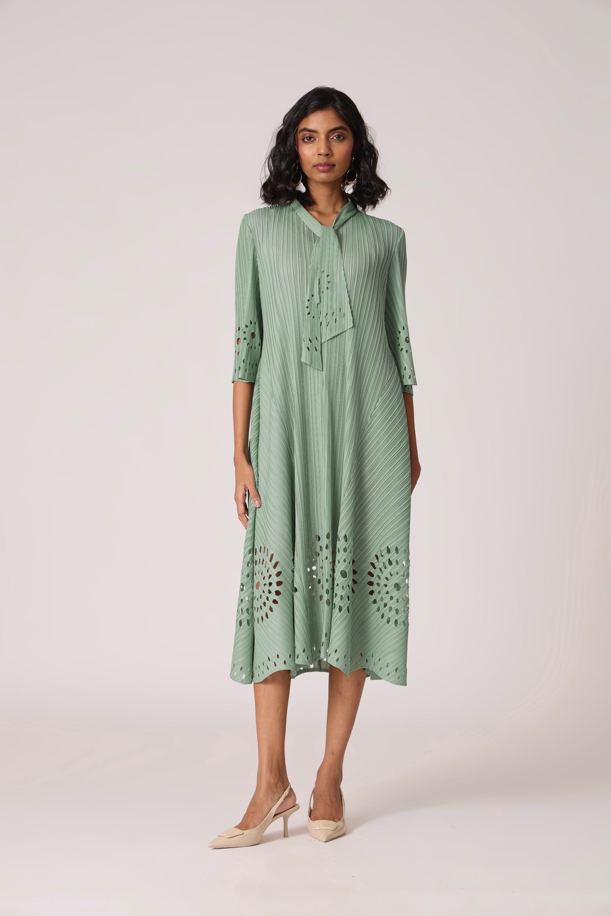 Leontine Cutwork Dress - Mint Green