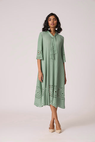 Leontine Cutwork Dress - Mint Green