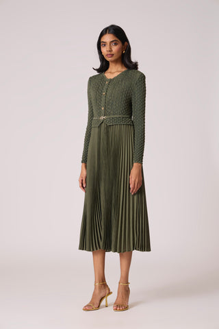 Laurel Crush Dress - Olive Green