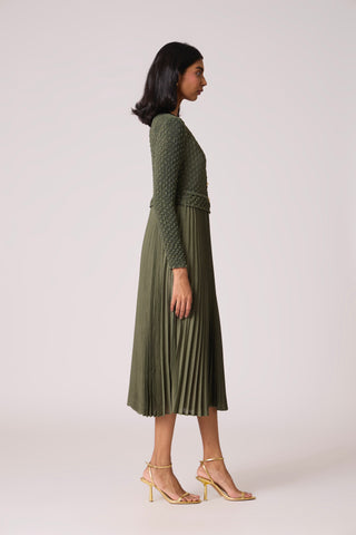 Laurel Crush Dress - Olive Green