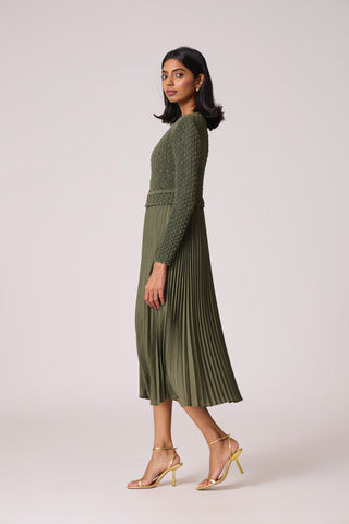 Laurel Crush Dress - Olive Green