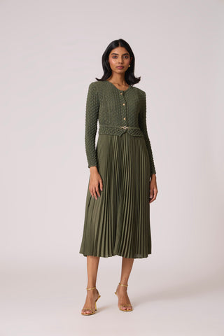 Laurel Crush Dress - Olive Green