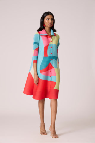 Rory Abstract Print Dress - Coral