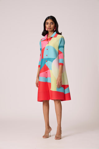 Rory Abstract Print Dress - Coral