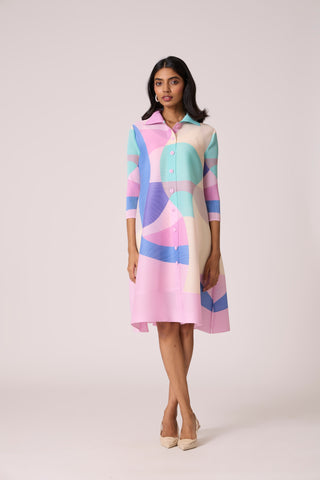 Rory Abstract Print Dress - Pink