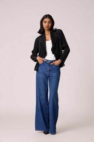 Emilia Fringe Overlay - Black