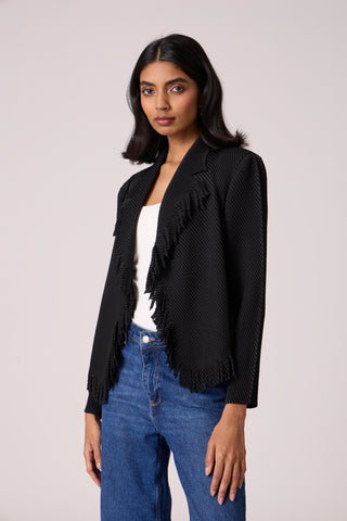 Emilia Fringe Overlay - Black