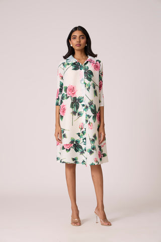 Rory Rose Print Dress - White