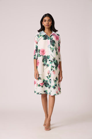 Rory Rose Print Dress - White