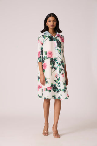 Rory Rose Print Dress - White