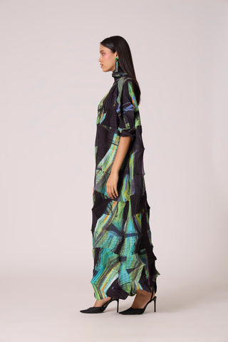 Mona Abstract Print Dress - Black