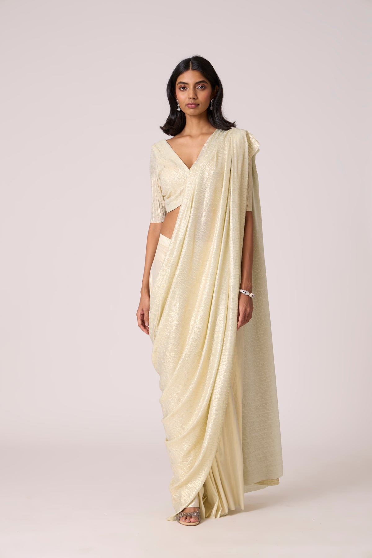 Ahilya Saree with blouse - Light gold