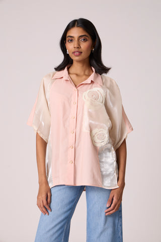 Mischa Applique Shirt - Seashell and Ivory