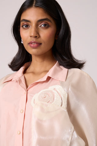 Mischa Applique Shirt - Seashell and Ivory