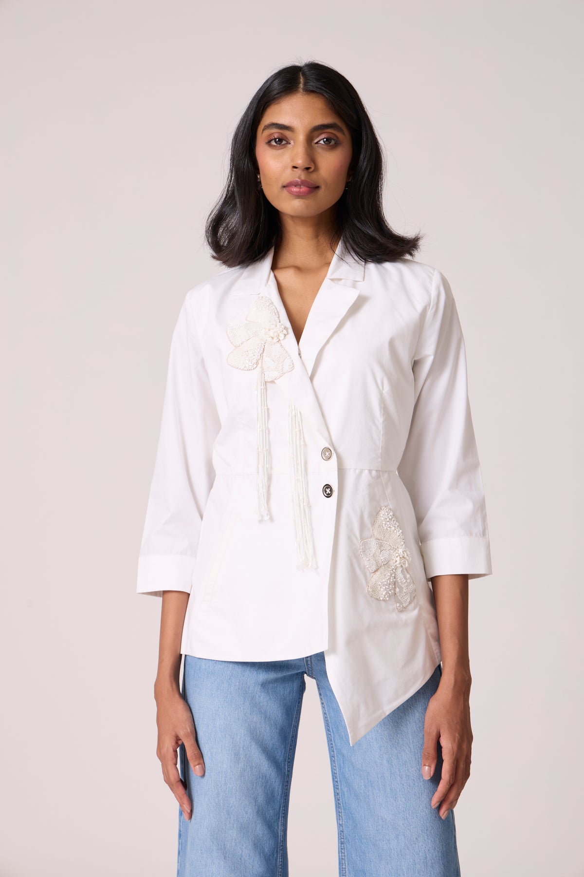 Atrina Applique Jacket - White