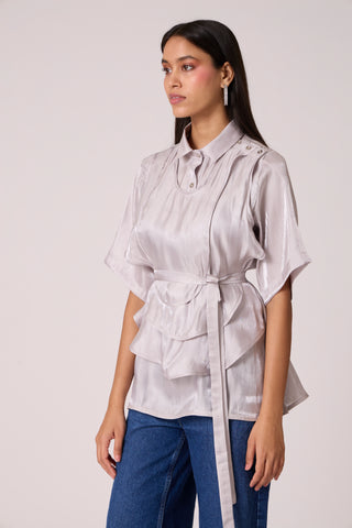 Anais Organza Shirt - Mercury Grey