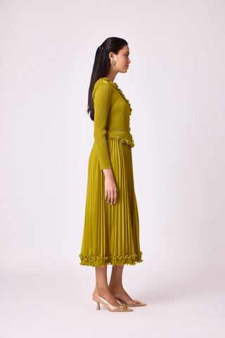 Lily Ruffle Dress - Peridot Green
