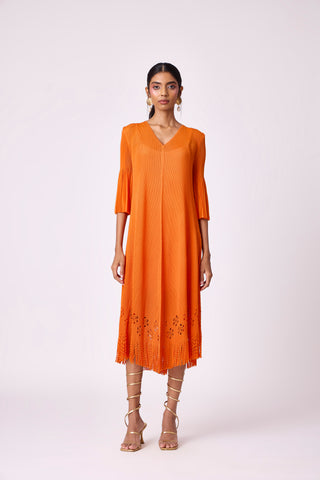 Mila Cutwork Dress - Orange