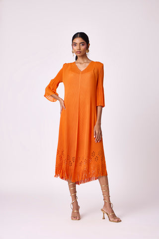 Mila Cutwork Dress - Orange